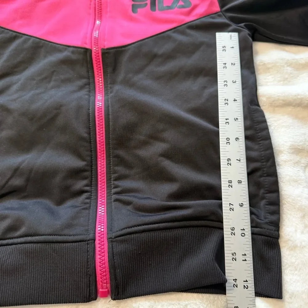 Fila sport Girls size M (10) black and pink full zip jacket